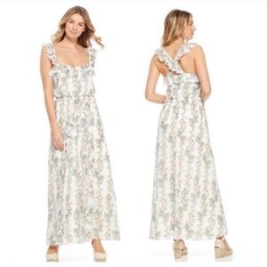 Gal Meets Glam Isabella Floral Ruffled Criss Cross Maxi Dress